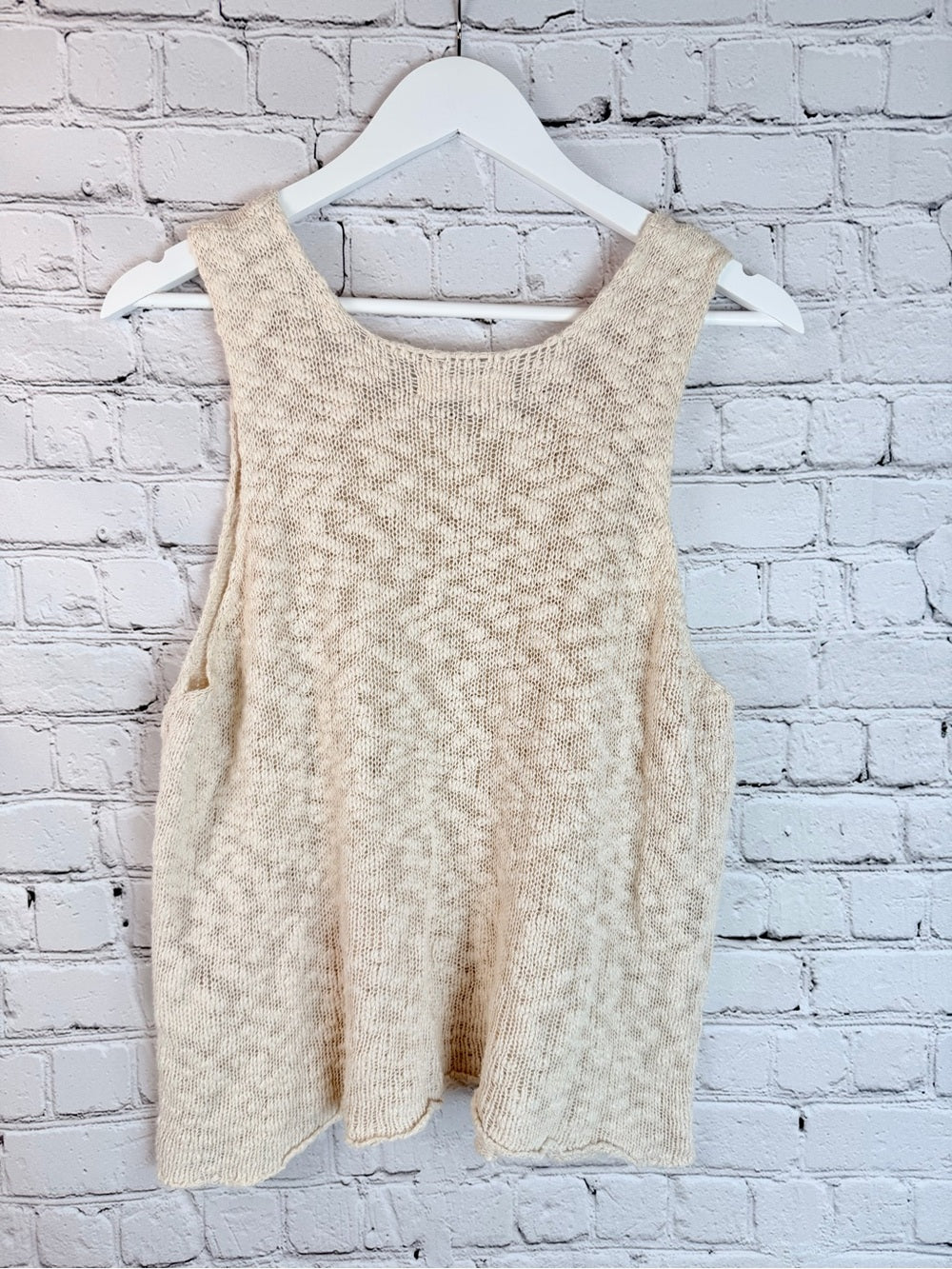 ANINE BING Cream Knit Tank Top Scoop Neck Minimalist Sleeveless XS