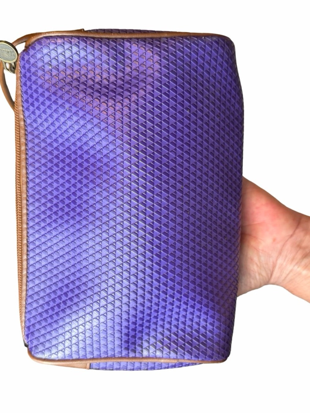 Vintage Liz Claiborne Purple Crossbody Bag Brown Trim 80s Style