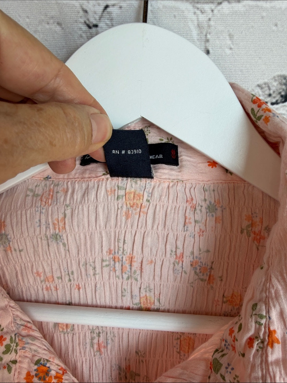 BILL BLASS Pink Floral Button Up Blouse Tangerine Print S/S