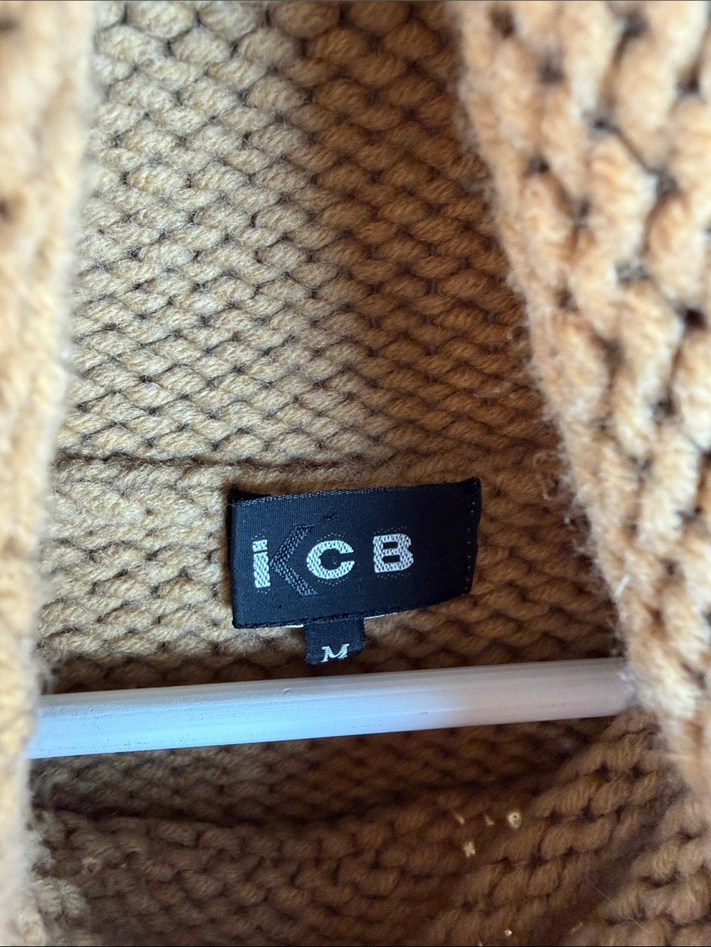 ICB Camel Chunky Hand Knit Cowl Neck Sweater Vest Sleeveless M