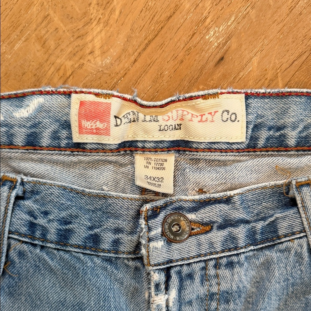 MASSIMO Denim Supply Logan Distressed Light Wash‎ Denim, Men’s 34 x 32