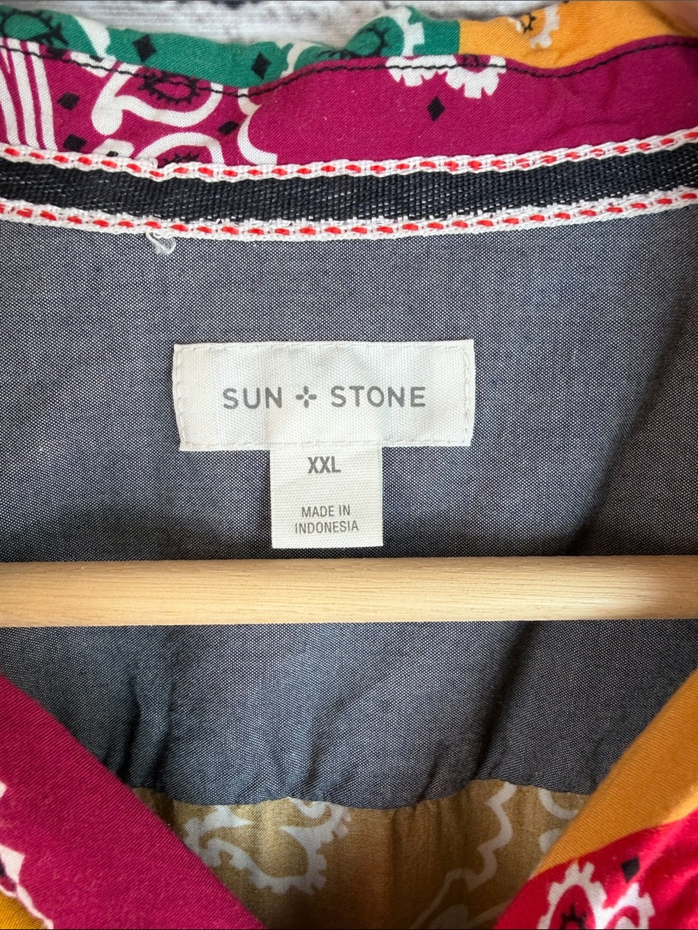 SUN + STONE Colorblock Bandana Print Short Sleeve Shirt - Multi