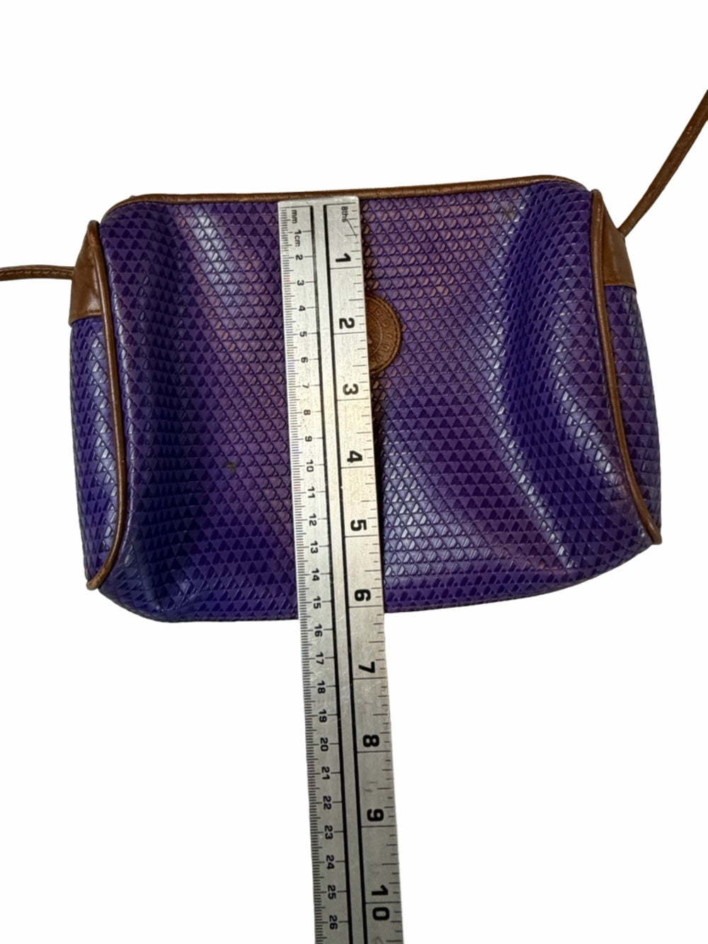 Vintage Liz Claiborne Purple Crossbody Bag Brown Trim 80s Style