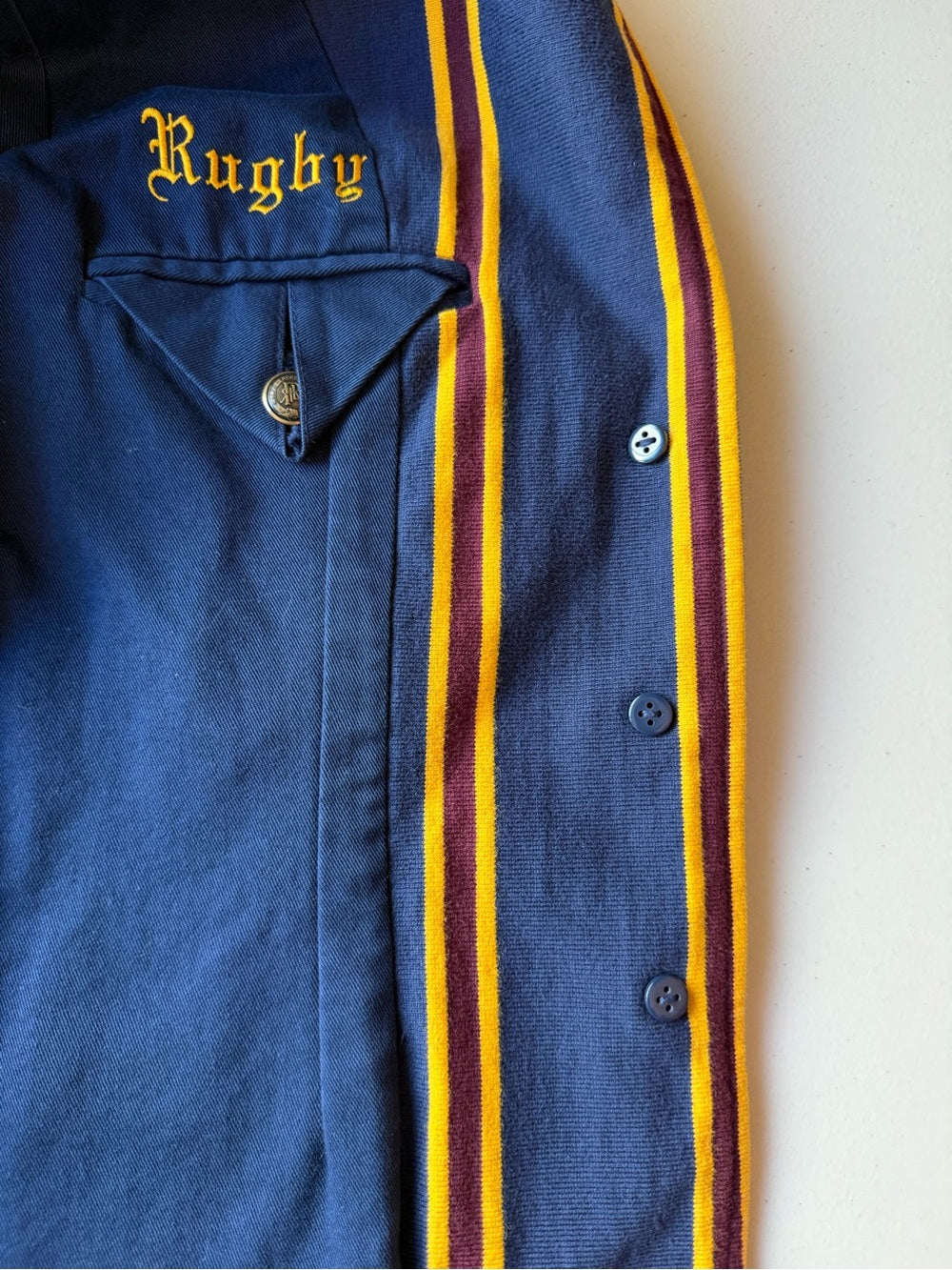 Rugby Ralph Lauren 2004 Crest Striped Knit Blazer Jacket Preppy Equestrian Sz S