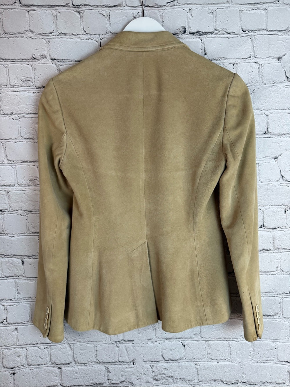 RALPH LAUREN Tan Suede Blazer Jacket Size 2 Equestrian Old Money Americana
