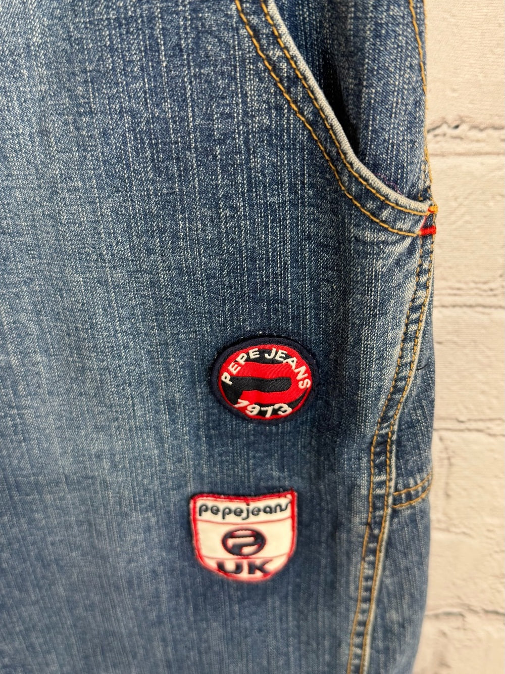 Pepe Jeans London Denim Mini Dress | Y2K Patchwork Stretch Jean Dress