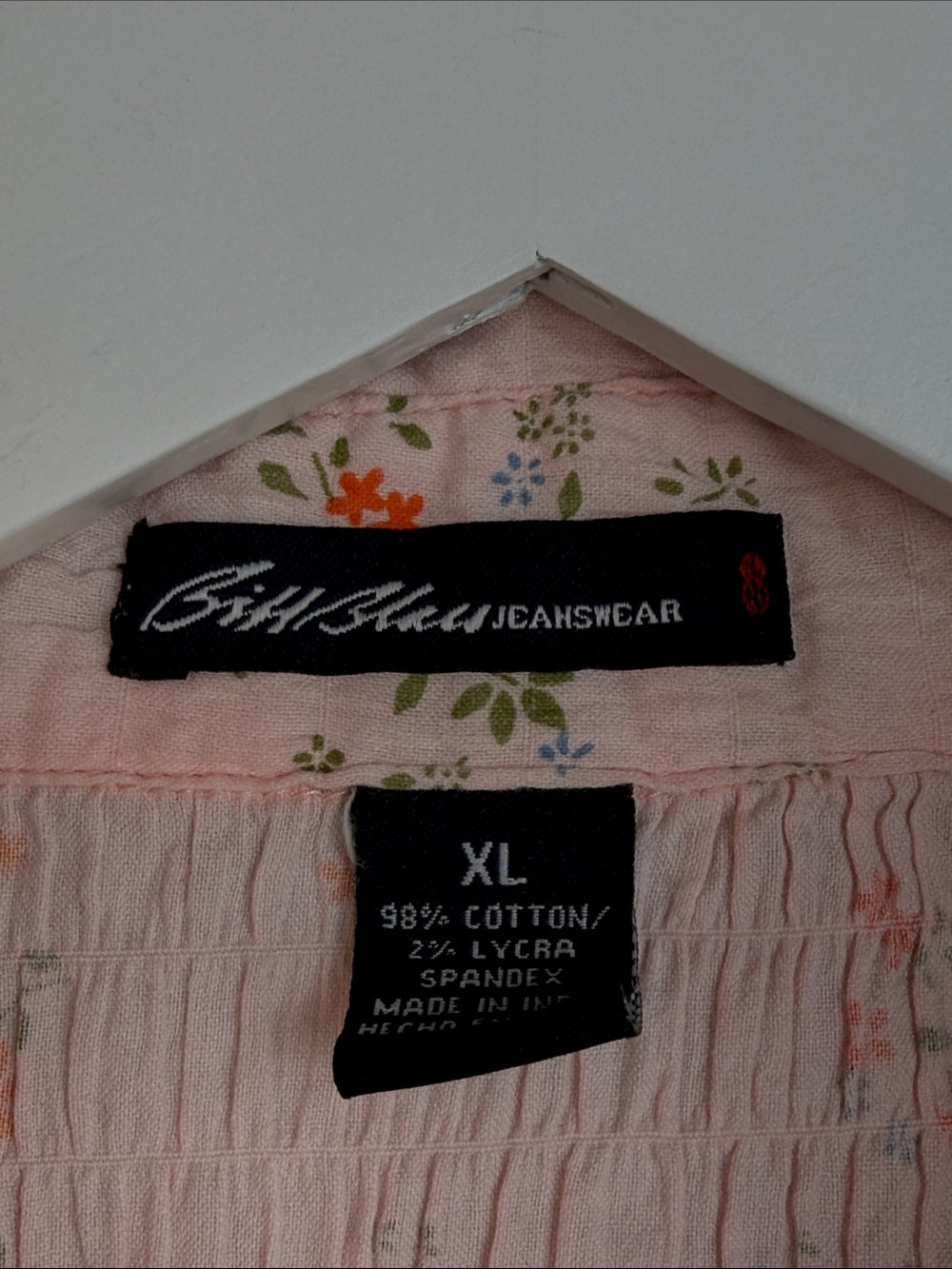 BILL BLASS Pink Floral Button Up Blouse Tangerine Print S/S