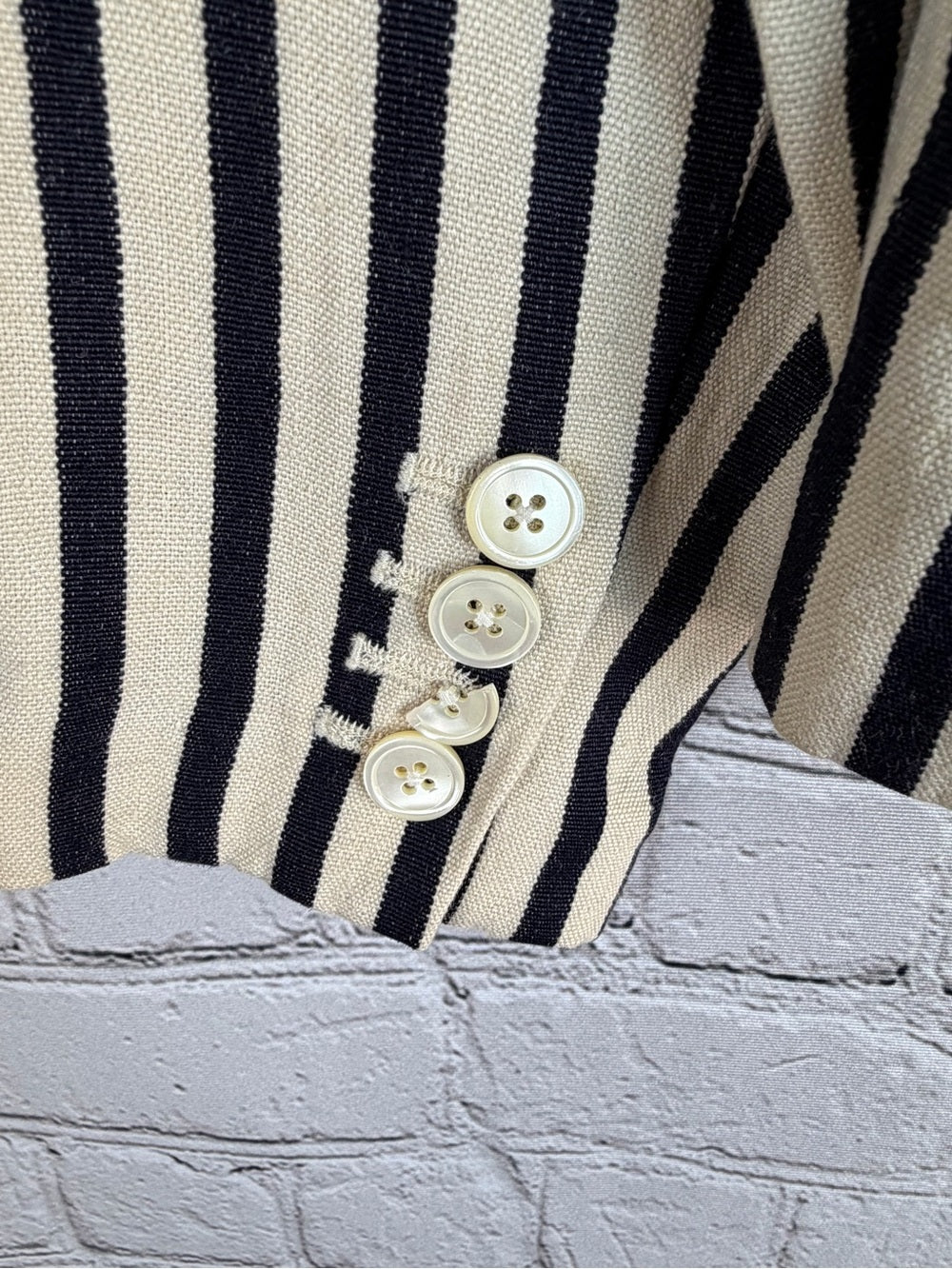 RUGBY RALPH LAUREN Linen Blazer Navy Cream Striped Preppy Jacket Size 2