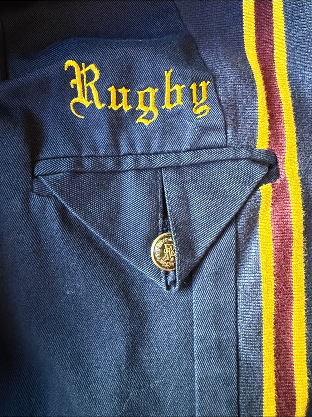 Rugby Ralph Lauren 2004 Crest Striped Knit Blazer Jacket Preppy Equestrian Sz S